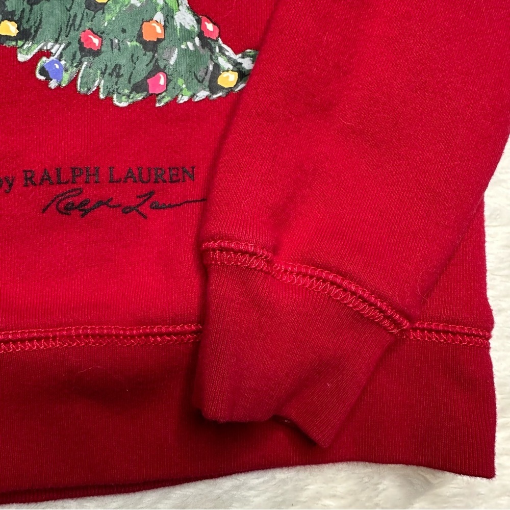 Polo by Ralph Lauren Sweatshirt Holiday Bear Red Size 5 - Picture 16 of 16